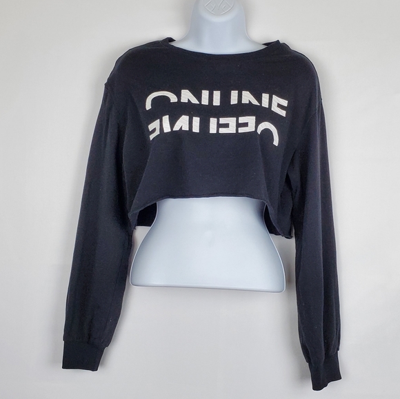 H&M Black Cropped Crew Neck Sweater XS - Picture 1 of 8